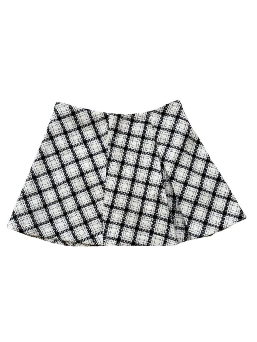 Mustard Seed Mini Skirt Medium Black White Tweed Plaid Schoolgirl Academia NWT